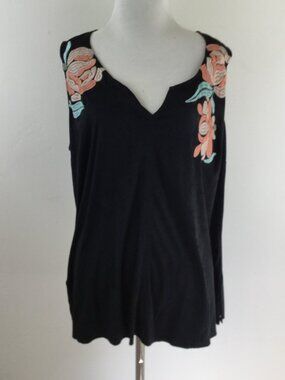 Ariat Embroidered Sleeveless Black Top xl